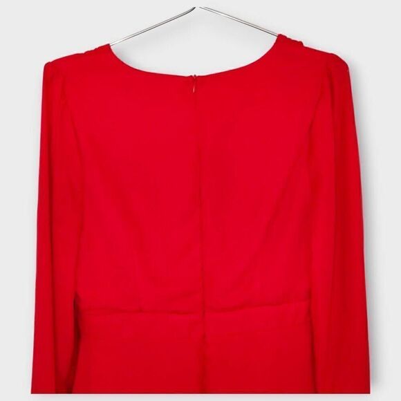 Lulus Womens Dress Sz Large Ecstatic Harmony Red Chiffon Glamourcore Cottagecore - Picture 4 of 12